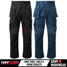 Mens Tuff Stuff Pro Work Trousers Premium Combat Cargo Style Knee Pad Pocket 711