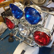 Vespa PX PE T5 Front Rack Chrome Fitted with Spotlights Red Blue & Clear NEW