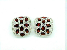 Silver Earrings Red Garnet