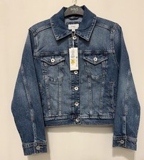 M&S bright indigo Blue short stretch Denim Jacket cotton Lyocell size 16 Petite 