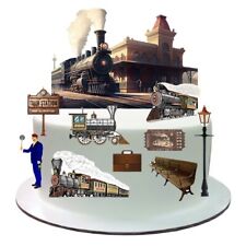 Cake Topper Scene Vintage Steam Train Edible Premium Wafer Paper Decoration