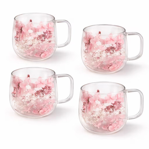 4pcs 200ml double walled glass - 200ml,