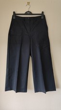 New Autograph M&S 10 short leg navy wide leg crop trousers work supima culottes