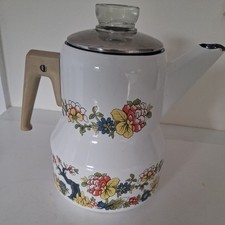 Vintage Enamel Stove top Coffee Pot / Percolator 60's/70s -Working order-