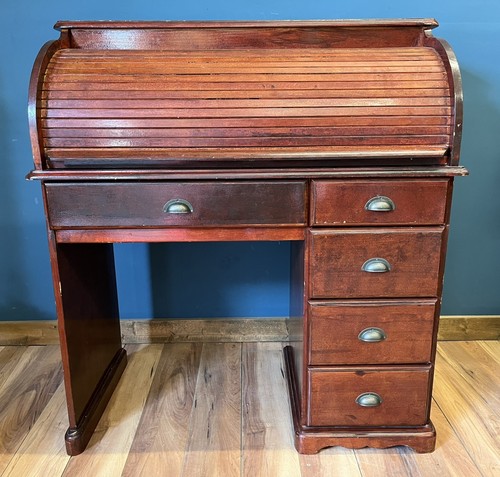 Vintage tambour roll top desk - vintage,