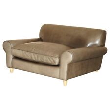 STUNNING RRP £3200 TERENCE CONRAN GREY LEATHER LARGE LOVESEAT ARMCHAIR SOFA