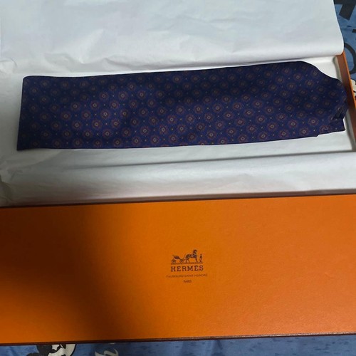 Hermes tie small pattern navy - hermes,