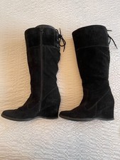 BEAUTIFUL EVANS SUEDE FLEXISOLE LACE UP BACK REAL SUEDE KNEE HIGH BOOTS SIZE 6