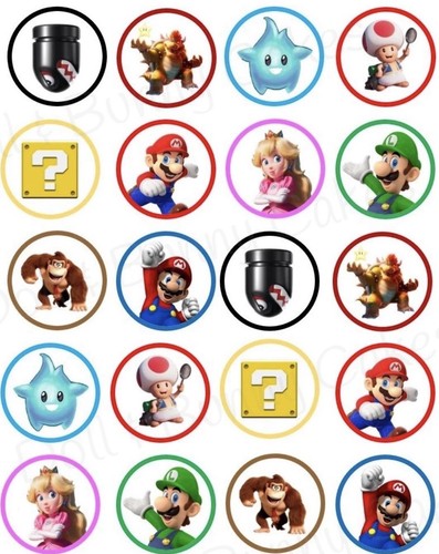 Mario edible cupcake toppers - edible,