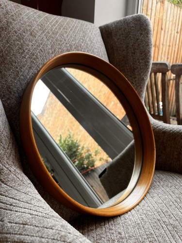 Vintage oak circular mirror - vintage,