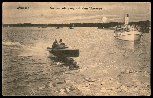 Germany old postcard speedboat - germany,