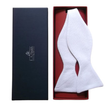 Bow Tie Self Tie White Cotton