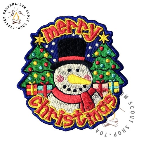 Merry christmas snowman badge - merry,