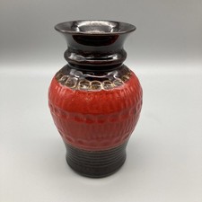 Bay Keramik MCM West German Mid Century Art Pottery Red and Brown Vase 76-20