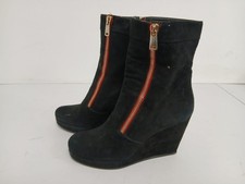 Ladies Black Suede Wedge Heel