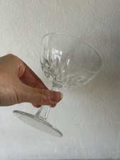 Set of 6 Vintage French Crystal Clear Glass Stemmed Champagne Coupes 