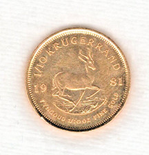1981 SOUTH AFRICA KRUGERRAND PURE GOLD 1/10 oz GOLD COIN