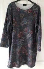 Klass Size L (16) Black floral Multi Print sparkle Tunic dress, Long Sleeve, NEW