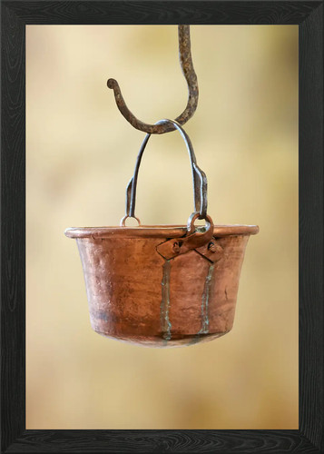 Old hanging cauldron framed - old,
