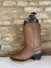 Johh Blair Brown Embroidered Leather Men’s Cowboy Boots UK 9 Western Mid Calf