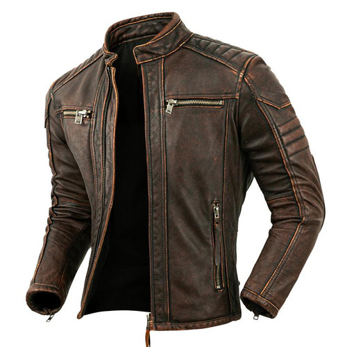Men genuine leather jacket - genuine,
