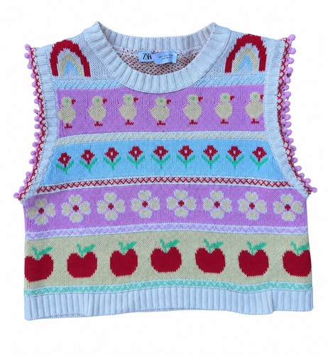 Zara knitted vest colourful - zara,