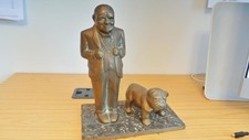 BG165: Uncommon Very Heavy Brass Winston Churchill & Bull Dog on Base