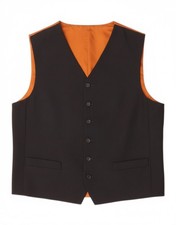 VINTAGE Mens Waistcoat IT 48 Medium Black Colourblock Wool BC04