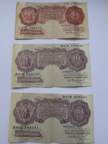 Shilling notes ww2 - (three).,