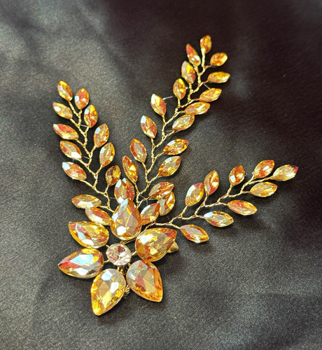 Gold tone leaf floral - gold,