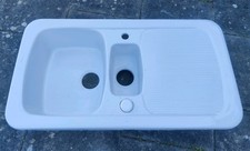 Ceramic Sink Basin Countertop Washbasin With Drainer 1.5 Bowl White