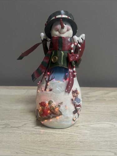 Tin fibre optic snowman - optic,