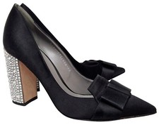 Gina Womens Black Silver Block