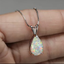 White Opal Fire Teardrop