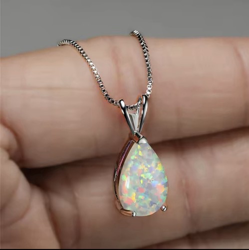 White opal fire teardrop - white,