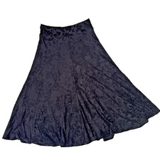 DAVID NIEPER Black Damask Jersey A-Line Midi Skirt UK14 W34"