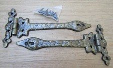 1 pair CAST IRON ORNATE DECORATIVE FANCY GATE DOOR CABINET CUPBOARD HINGES