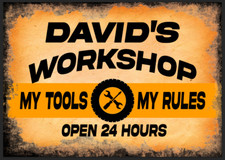 Personalised Workshop Sign Metal Man Cave Garage Shed Gift Idea Wall Fun