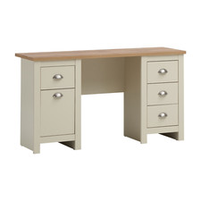 Office Study Desk with 4 Drawers & Filing Cupboard Steel Handles Oak Effect Top