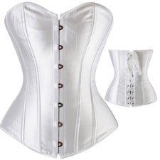 Size 6-24 Women Sexy Overbust Boned Corset Burlesque Basque Top Lace-Up Costume
