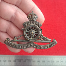 South African Artillery Regiment Bronze Helmet Cap Badge Double Wheel SAA Africa