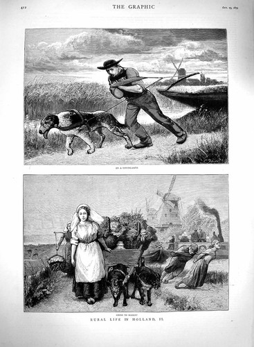 Original old antique print - old,