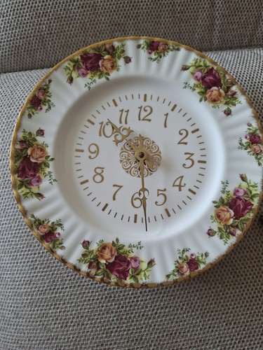 Country rose bone china clock