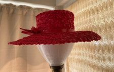 Vtg Woman’s Red Wide Brim