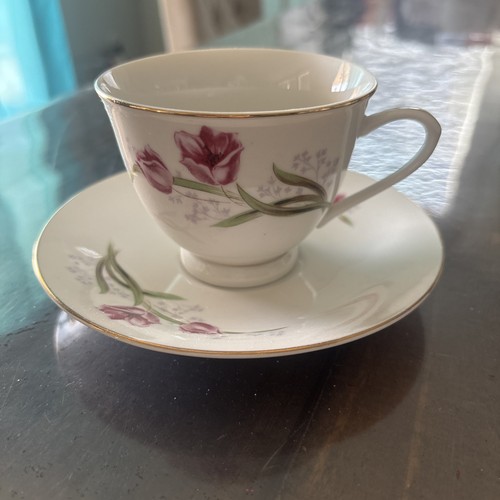 Vintage pink flower teacup - flower,