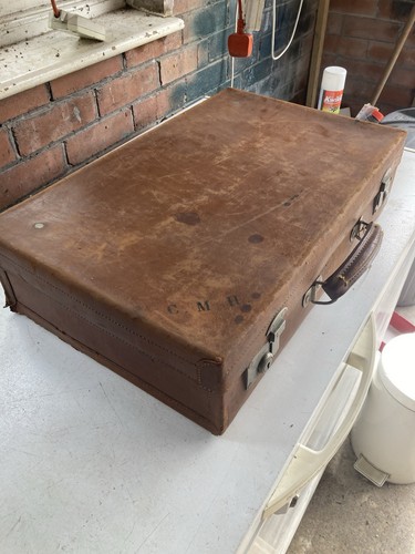 Antique leather suitcase no - leather,