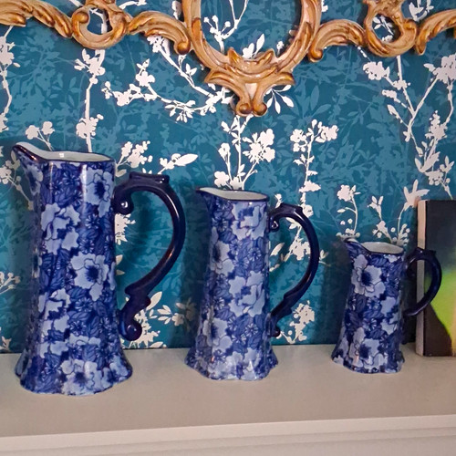 Set blue white - &, floral