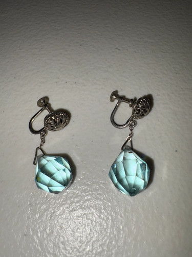 Vintage silver tone blue topaz - silver,
