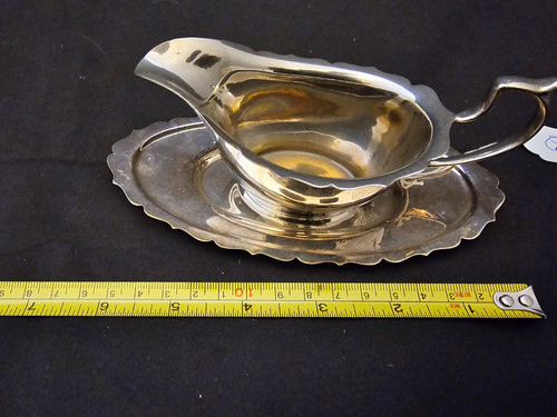 Silver plate sauce boat gravy - silver,