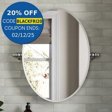 500 x 700mm Chrome Wall Hung Bathroom Mirror Framed Oval Traditional Adjustable